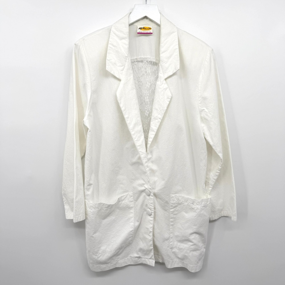Vintage Surf & Turf Blazer‎ Jacket Size Small Pockets Lace Quiet Luxury Coastal